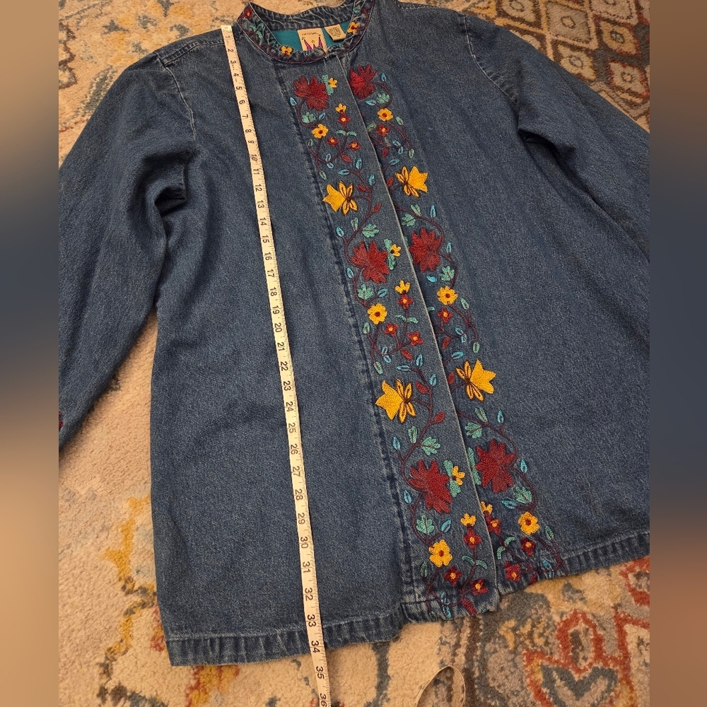 Vintage Original Anthony Denim Embroidered Button Down Jacket Women's 3X Cottage - Picture 5 of 11